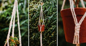 Suporte de planta de macramê com barbante passo a passo.